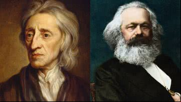 John Locke (à esqu.) e Karl Marx (à dir.) - Domínio público e Getty Images