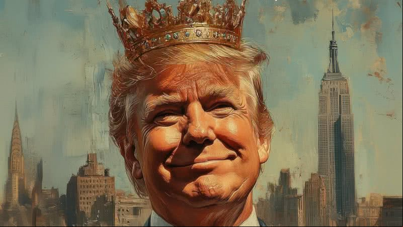 Ilustração representando Donald Trump com uma coroa - Reprodução