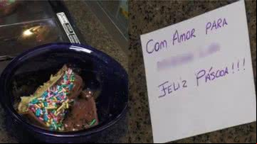 Chocolate foi entregue com bilhete à família - Divulgação/SBT News