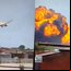 Imagens do avião em voo e explosão após queda