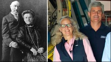 Isidor e Ida Straus; à direita, Wendy e Stockton Rush - Divulgação/Straus Historical Society e redes sociais