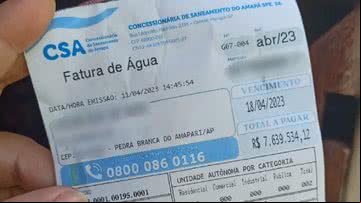 Conta de água no valor de R$ 7,6 milhões - Reprodução