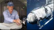 O CEO da OceanGate Stockton Rush e o submarino Titan - Divulgação / Youtube e OceanGate