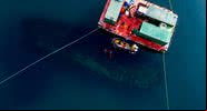 O navio de análise arqueológica sobre o navio afundado no Oceano - Divulgação / Parks Canada